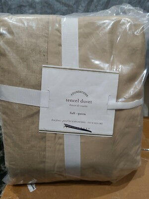 Pottery Barn Tencel Lyocell Duvet Cover full queen Camel linen contrast