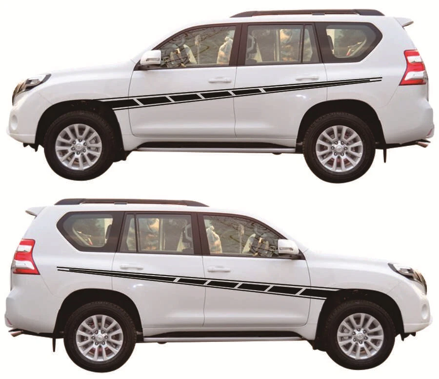 Calcomanía de vinilo negra mate para carrocería de carreras de autos falda a rayas laterales calcomanía universal Foto 4 de 4