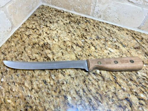 Vintage Chicago Cutlery 66S 8 "tallado cuchillo de corte mango de madera full tang - Imagen 1 de 2