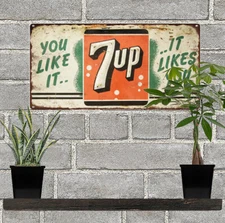 7up Metal Sign Advertising Repro Soda pop Bottle Shop  6x12" 60197
