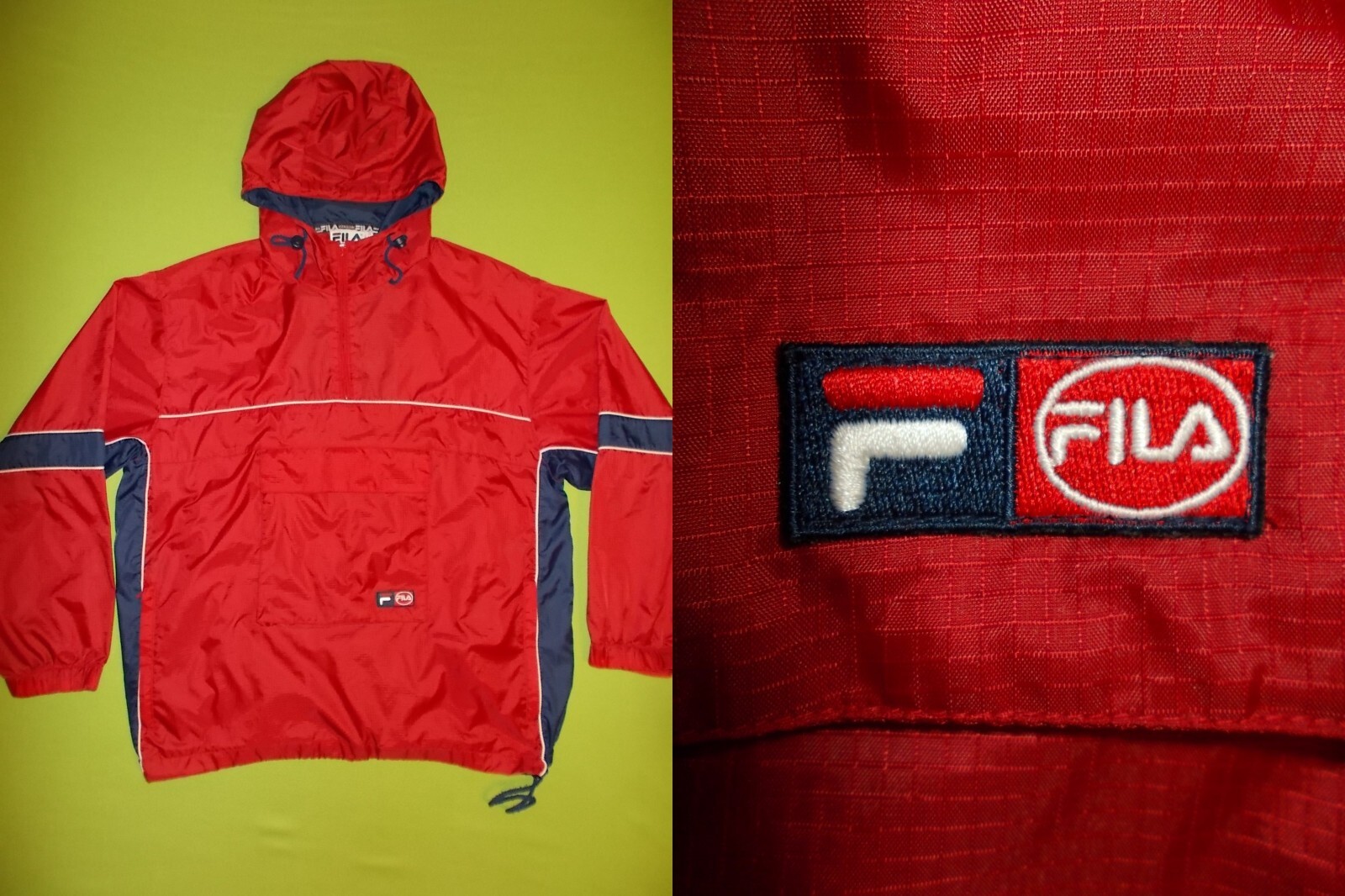 Giacca Anorak FILA (S) PERFETTA!!! Giacca da pista con cappuccio ROSSO WINDCHEATER