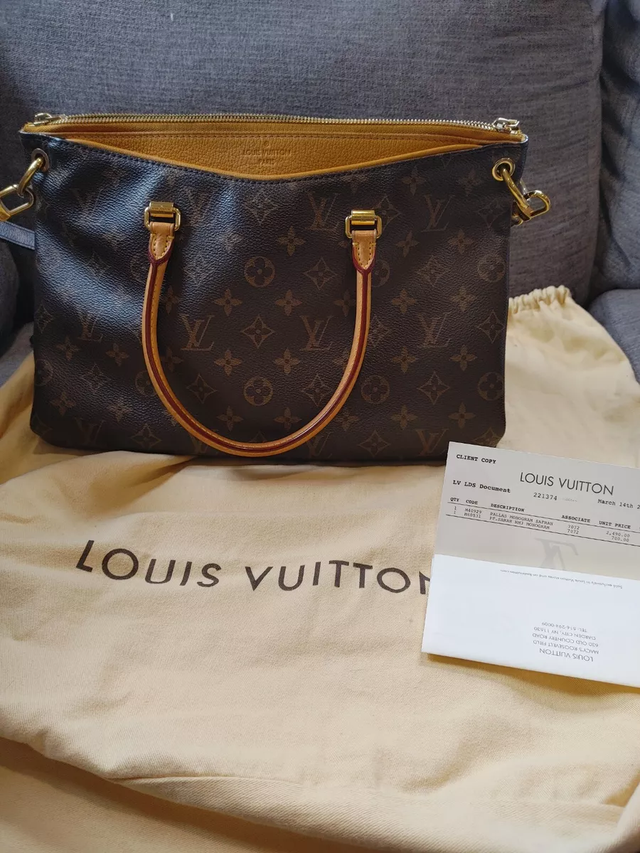 LOUIS VUITTON M40929 Pallas Brown Monogram Safran 2Way Shoulder