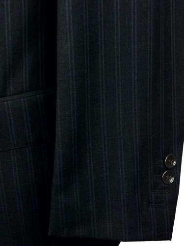 Men's Suit V.E. Italy Size 52 Wool 130's Dark Blue Pinstripe Elegant - 第 5/7 張圖片