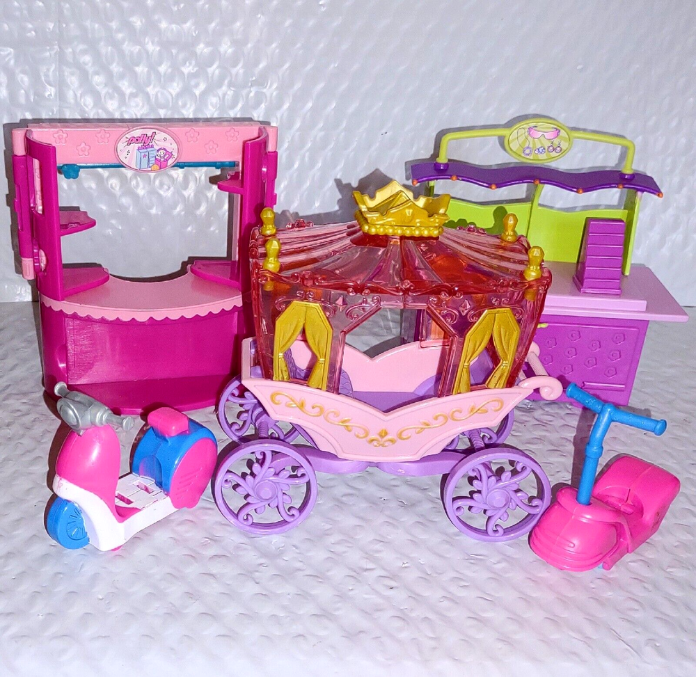 Mattel Polly Pocket Carriage Designer Mall Cart Club Groove Toy Shop Scooters