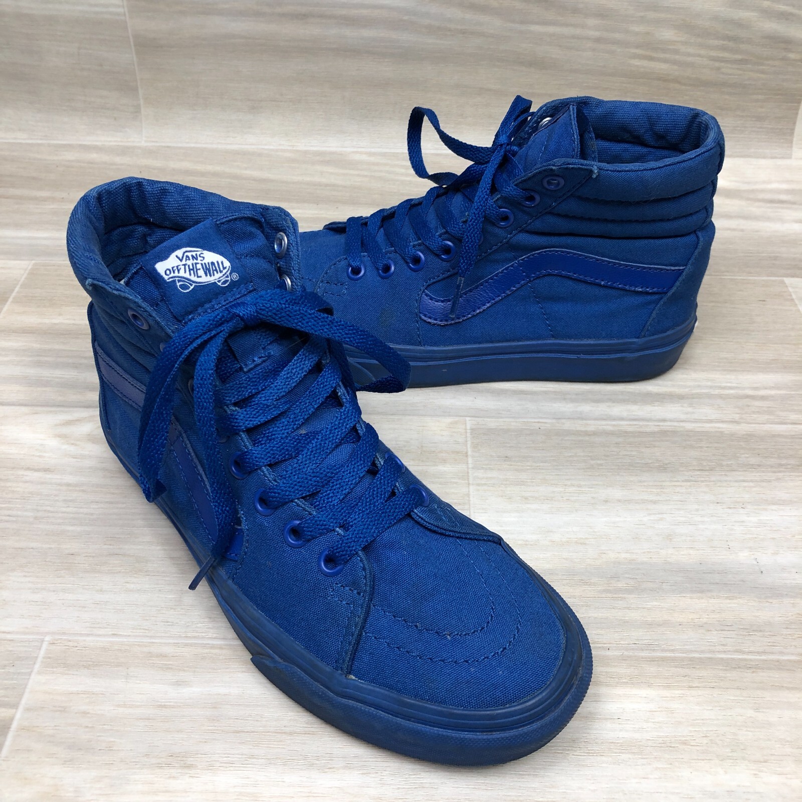 Vans Sk8 True Blue Canvas Hightop Lace Up Shoes Size 6.5 Men Size 8 Women