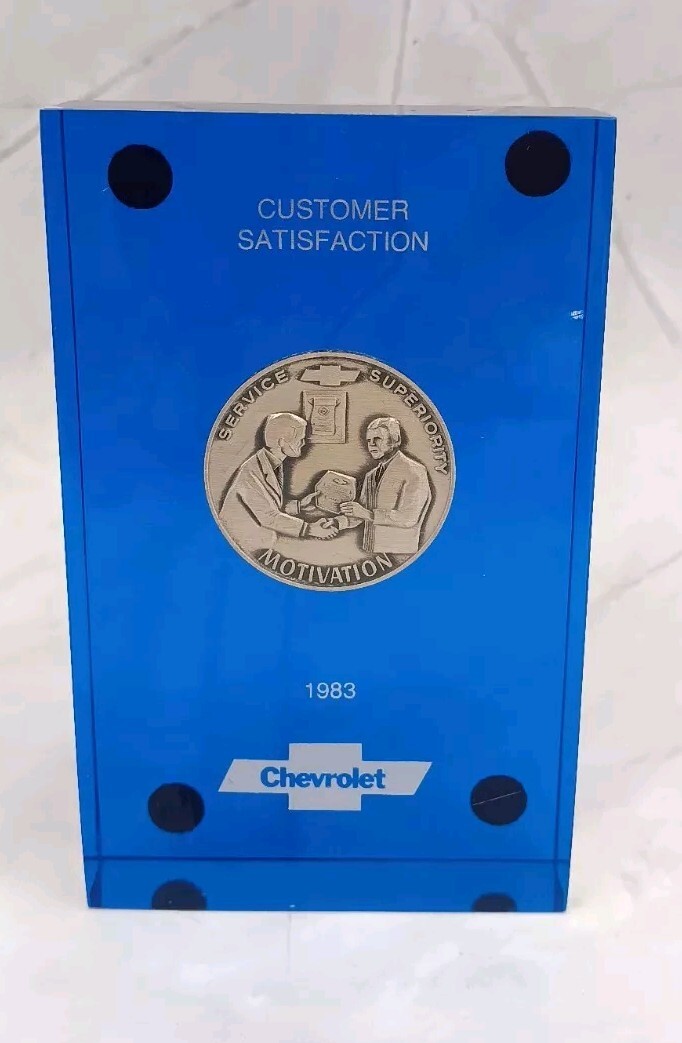 Chevrolet Service Superiority Customer Satisfaction Token Resin Paperweight 1983
