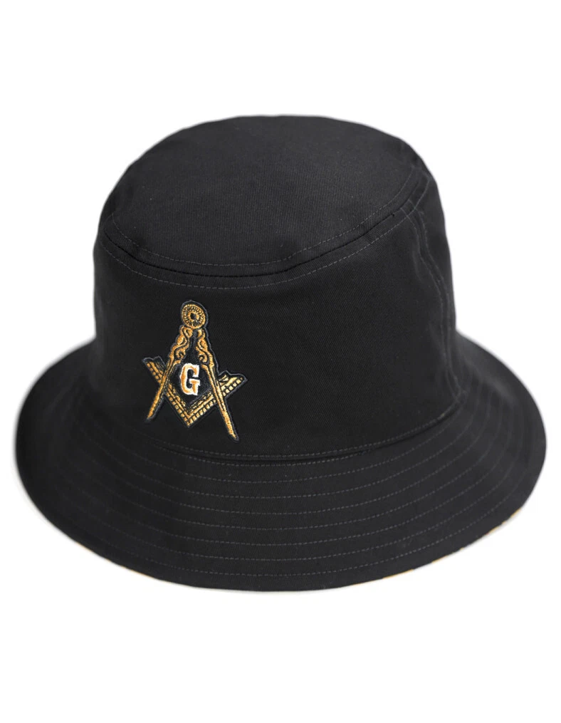 MASON REVERSIBLE BUCKET HAT Prince Hall Freemason Bucket Hat Black/Gold