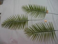 Vintage Plastic Green Palm Fern Stems - Set of 3