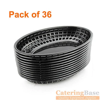 TableCraft 1074BK Classic Oval Food Baskets Black 24x15x5cm - Case of 36