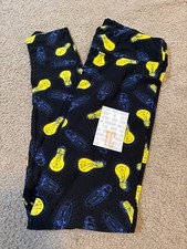 LulaRoe Yellow Blue Black Novelty Geometric Lightbulb TC Tall Leggings Medallion