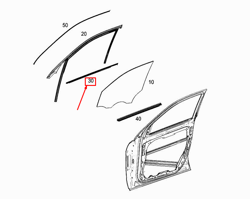 MERCEDES-BENZ GLE Coupe C292 Front Right Door Seal Rail A2927251400