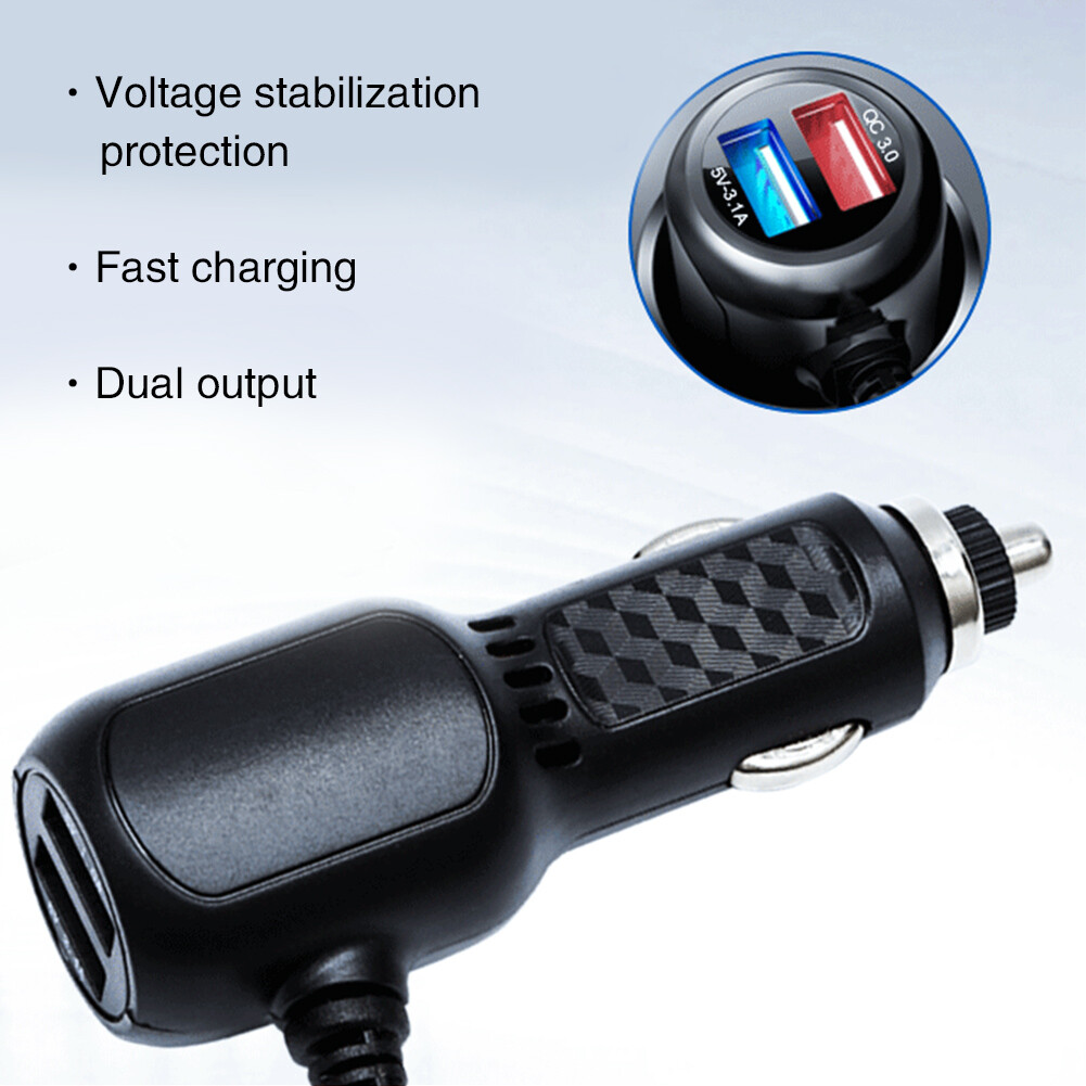 Mini Micro Cable 3.5m Mobile Phone Car Charger Dash Cam Dual USB Port