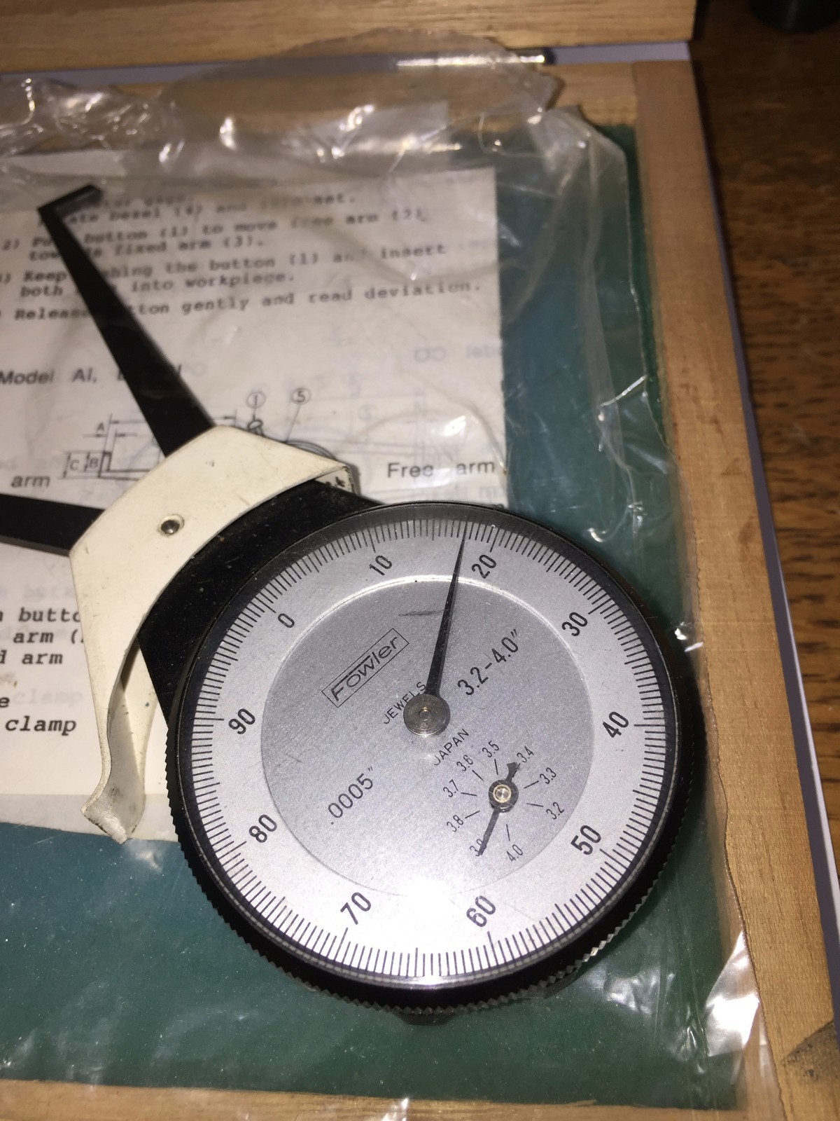 FOWLER DIAL CALIPER GAGE FROOVE 3.24.0" .0005" JEWELS 52554008 eBay