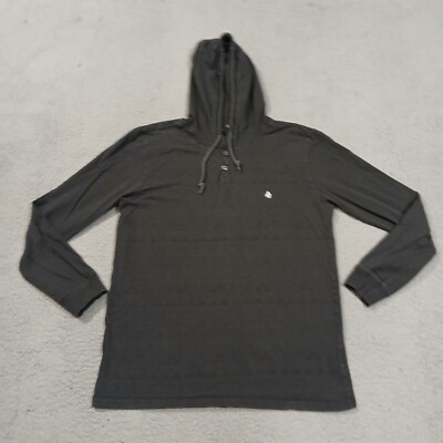 Volcom Hoodie Mens Small Gray Henley Lightweight Skateboarding Pullover Cotton