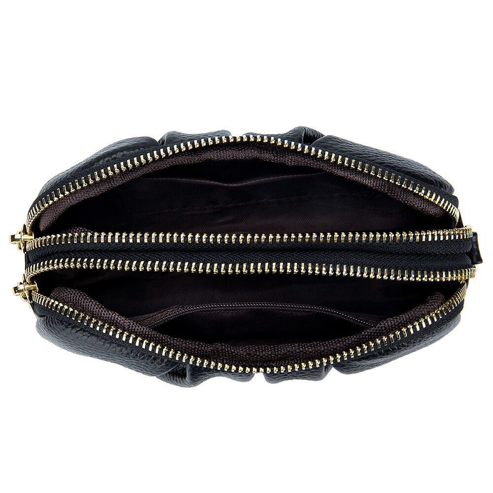 Soft Genuine Leather Handbag Wallet Clutch Purse Dumpling Bag Double Zip Pocket
