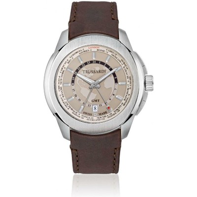 OROLOGIO UOMO TRUSSARDI GMT JUST TIME,SWISS MADE,VETRO ZAFFIRO,CINTURINO  PELLE | eBay