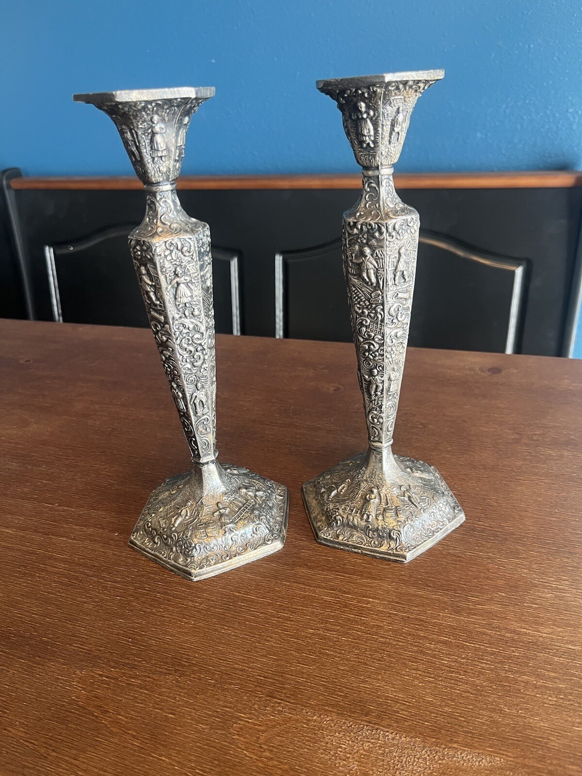 Antique Dutch Colonial Silver Plate Candlestick Holder