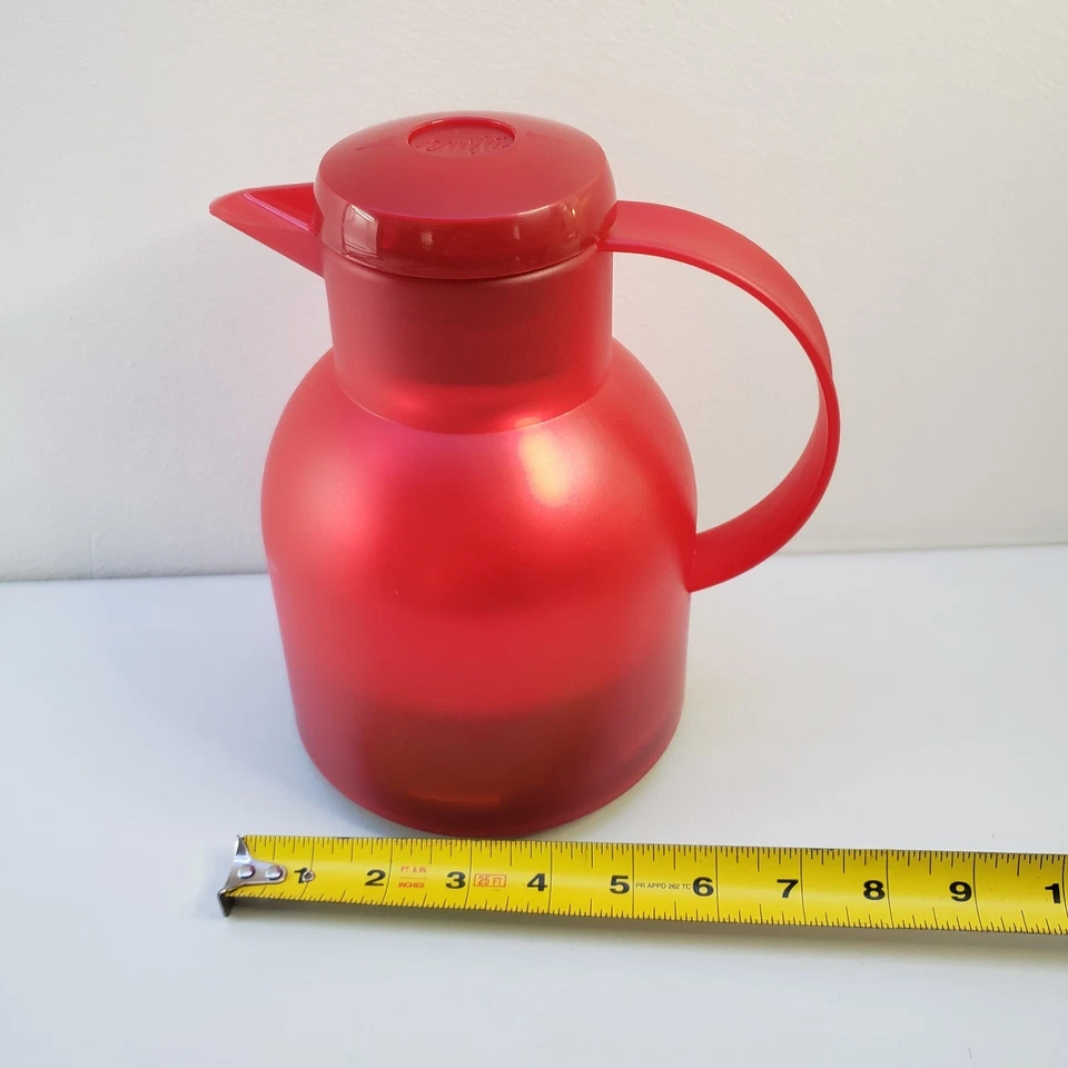 Emsa Samba Black Quick Press Vacuum Insulated 33.8 oz Pitcher Carafe Red Germany - Image 3 of 4