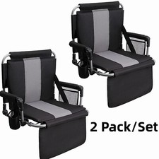 ALPHA CAMP Portable Folding Stadium Seat Bleacher Chair with Back Pad Cup Holder