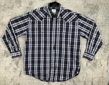 Panhandle Roughstock Western Shirt Mens XL Pearl Snap Blue Plaid Long Sleeve