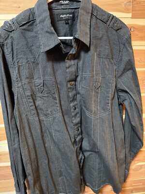 Mens Shirt Size L Black Pin Stripe by Eighty Eight Platinum