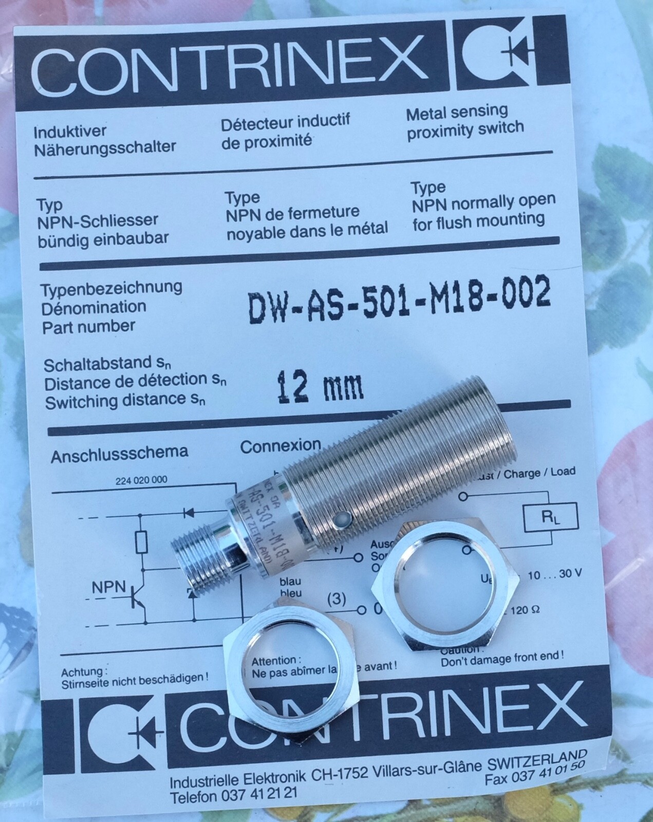 Détecteur inductif contre faux contacts Contrinex DW-AS-501-M18-002 NPN