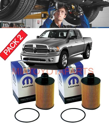 2 OEM Mopar Engine Oil Filter 68492616AA Ram 1500 3.0L Diesel Grand Cherokee