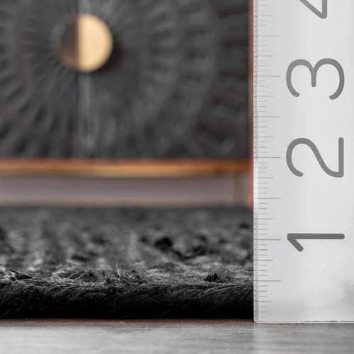 Rug Black Jute Carpet Handmade Rectangle Farmhouse Rug Home Runner Living Room - Picture 7 of 8