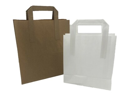 Kraftpapier Block Boden Träger SOS Beutel mit flachen Griffen Essen zum Mitnehmen Party