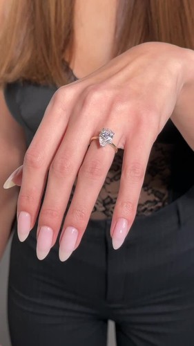 14k Ring F VS1 4 Carat Pear Cut Lab Grown Diamond IGI Certification Gift For Her - Video 1 of 1
