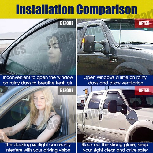 For Ford F250 F350 Super Duty Crew Cab 99-16 Window Visor Rain Guard Vent Shade - Picture 12 of 12