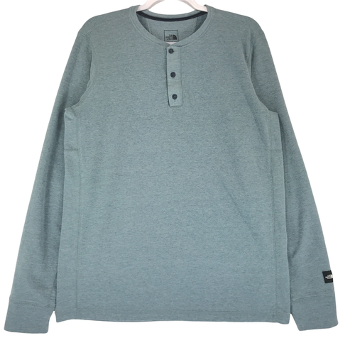 Henley Shirt Men's L Blue Cotton Blend 