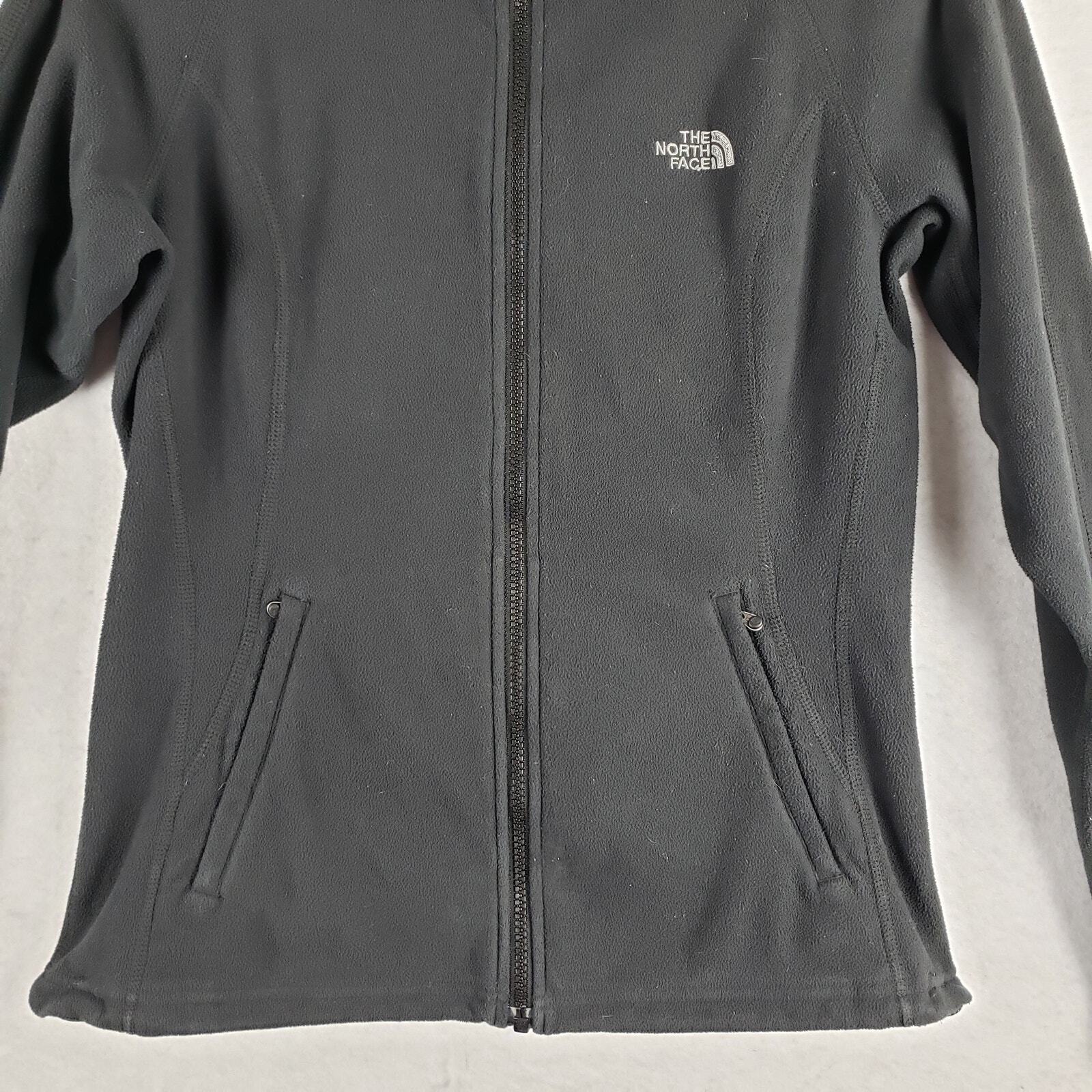 The North Face Women's M Full Zip Fleece Sweatshirt Jacket Solid Black Classic thumbnail 2