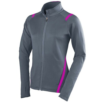 Augusta Sportswear Girls Large Graphite/Power Pink Freedom Track Jacket Athletic