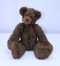 VTG Mohair Teddy Bear Jointed Swivel Head Dark Brown Plush Toy 22"