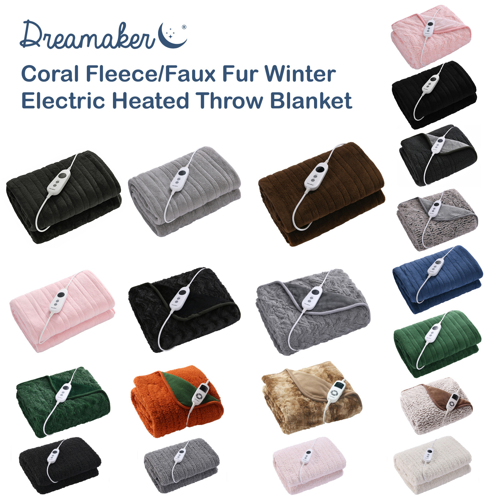 Dreamaker Washable Electric Heated Throw Rug Snuggle Blanket Fleece Faux  Fur | eBay