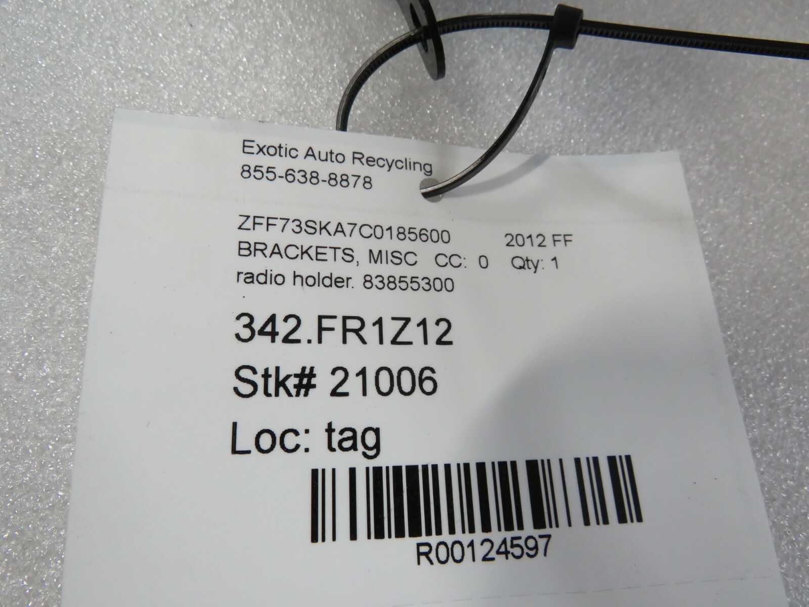 Ferrari FF, Radio Holder Bracket, Used, P/N 83855300