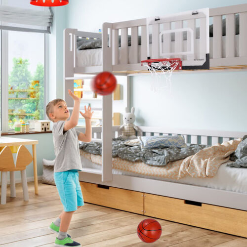 Indoor Over the Door Backboard Mini Basketball Hoop Net With Ball Pump Game Set - Picture 10 of 12