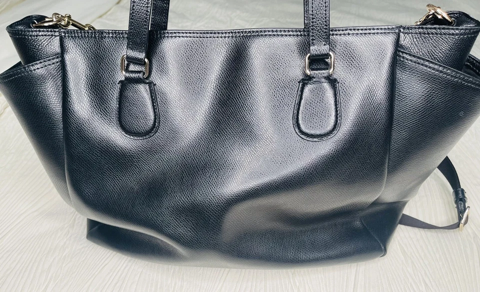 COACH Black Crossgrain Leather Diaper Baby Bag Large Multifunction Tote F57786 - Image 2 of 4