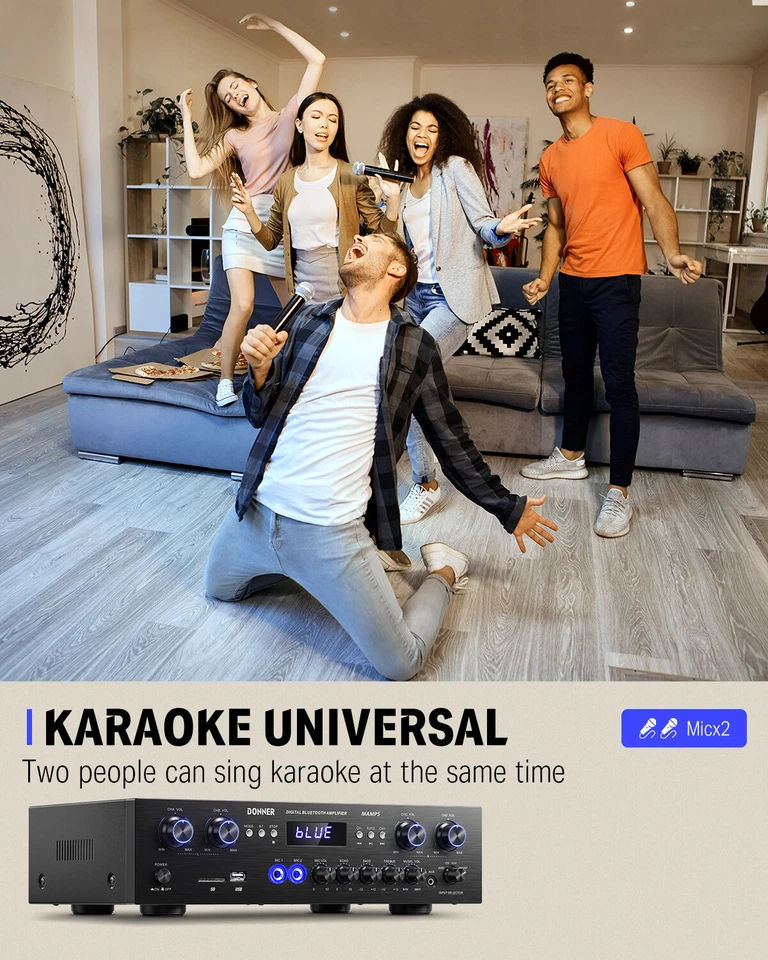 Donner MAMP5 Bluetooth Audio Power Amplifier Receiver 440W 4 Channel HiFi Amp - Image 2 of 4