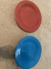 FIESTAWARE DINNER PLATES 10 1/2" HLC Homer Laughlin China Red Blue Pair Of 2