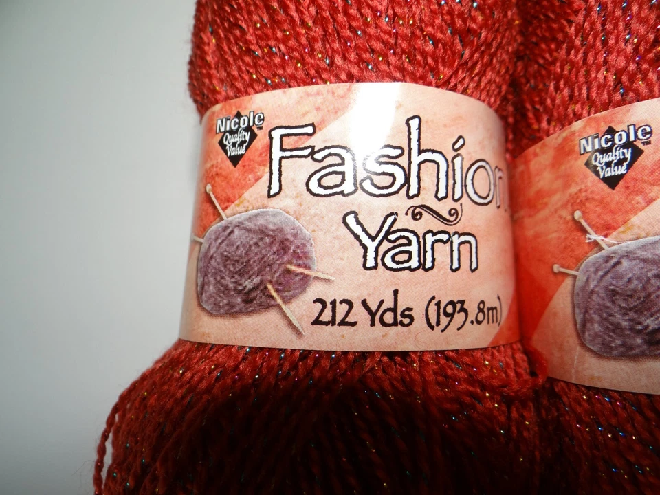 Nicole Fashion II Yarn Lot of 5 Skeins 95% Acrylic 5% Metallic 50 g. - Image 2 of 4