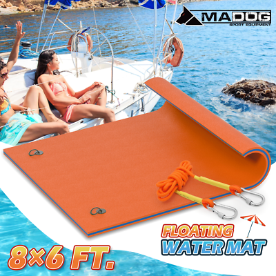 #ad 8 ft Orange Floating Water Pad Pool River Float Mat 3 Layer XPE Foam Lounge Bed $80.27