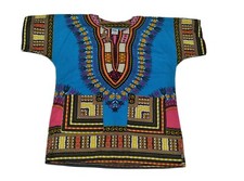 NF Dashiki African Hippie Unisex Tunic Top Tribal Ethnic Blue Free Size Cotton