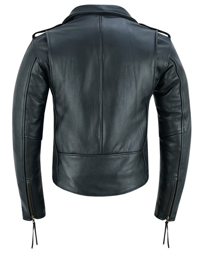 Chaqueta de Cuero de Motociclista Terminator Negra Estilo Brando para Hombre Antigua con Botones y Cremallera - Imagen 5 de 5