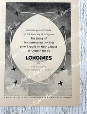 Longines Watch Air Race England New Zealand 1953 vintage small print advert