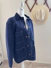 Blue Bell Vintage 1970s Denim Chore Coat Jacket Size 44 DRY CLEANED