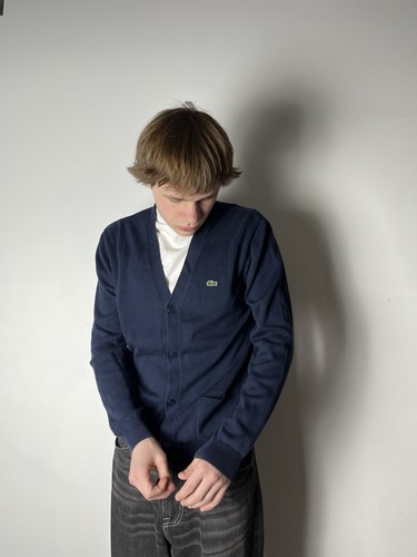 🔥90's Lacoste Cardigan Y2k Knit Retro Boxy V-Neck Sweater Streetwear Vintage L - Picture 8 of 15
