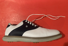 Mens FootJoy Traditions Golf Shoes Saddle White / Navy Blue Sz 13 57899 EUC