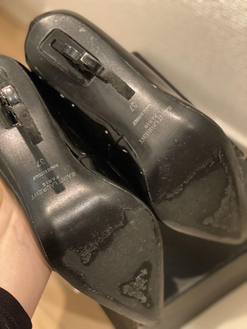 Autentiche decolte Yves Saint Laurent tacco smalto colore nero taglia 37 donna